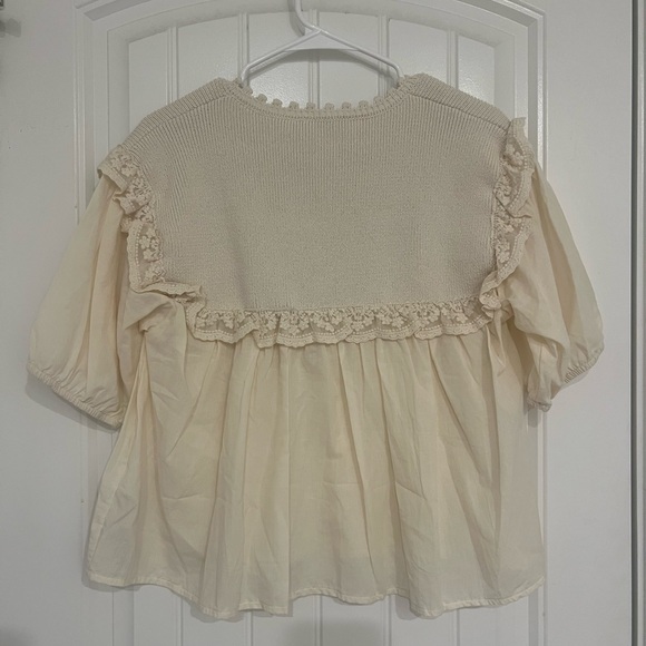 Zara Cream Ruffled Blouse - Picture 6 of 6